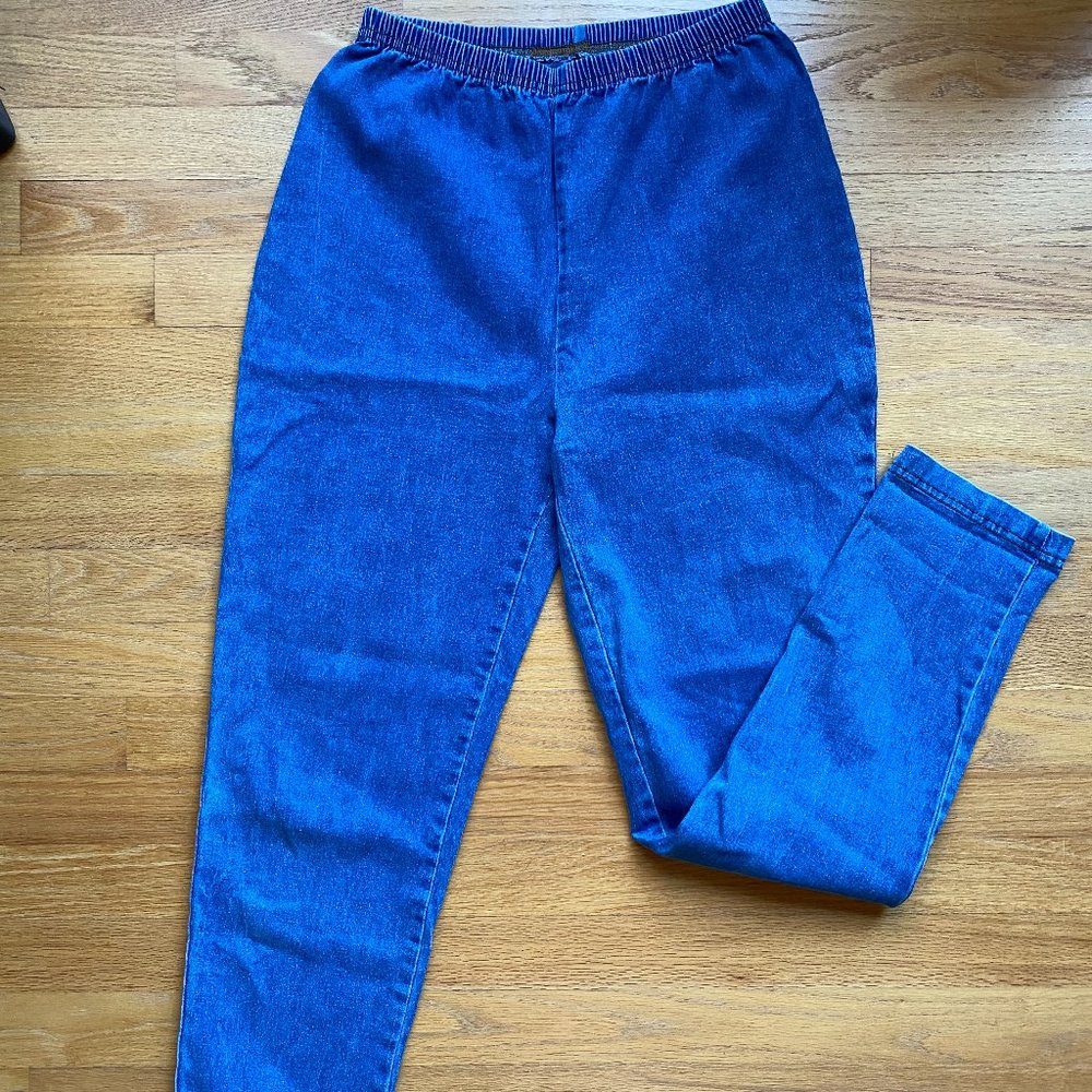 High waisted blue jeans
